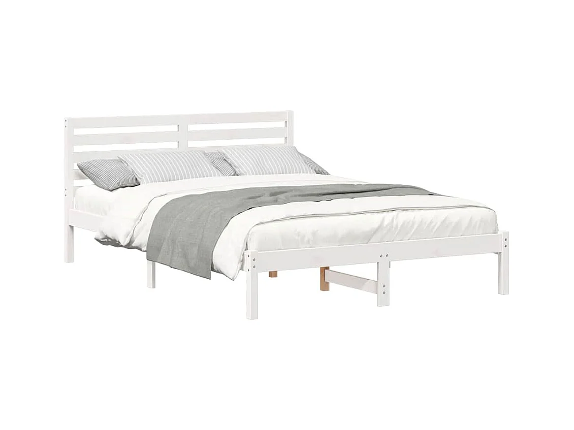 Wit bedframe 140 x 210 cm Massief grenenhout