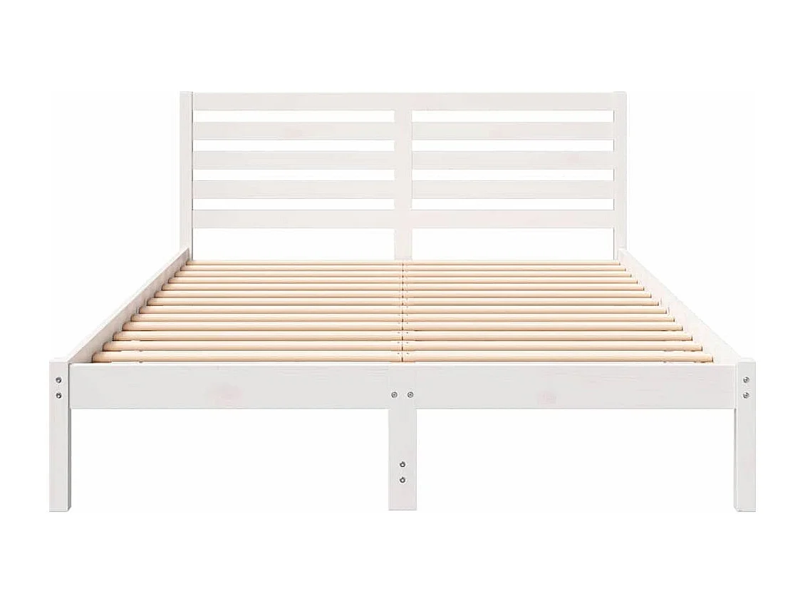 Wit bedframe 140 x 210 cm Massief grenenhout