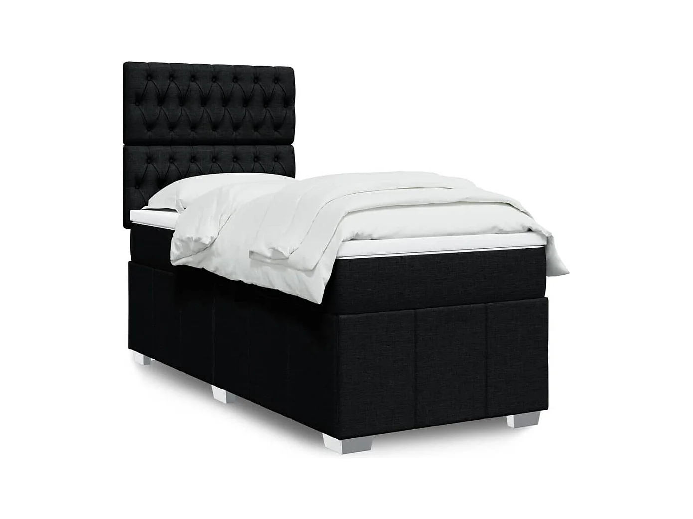 Sommier à lattes de lit avec matelas Noir 90x190 cm Tissu