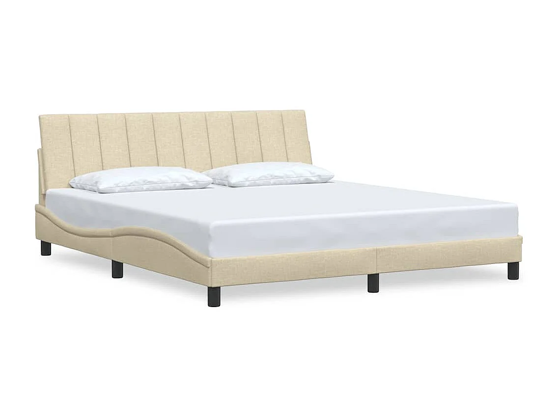 Cadre de lit sans matelas crème 180x200 cm tissu