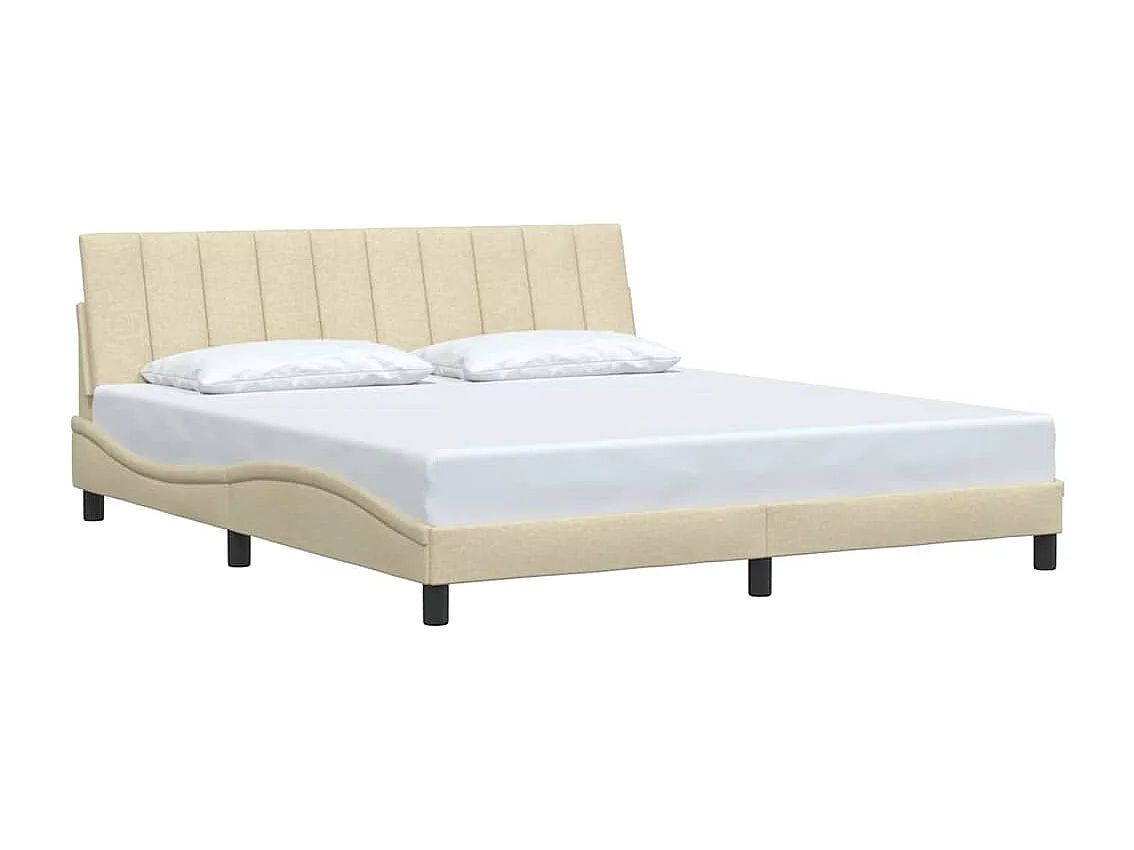 Cadre de lit sans matelas crème 180x200 cm tissu