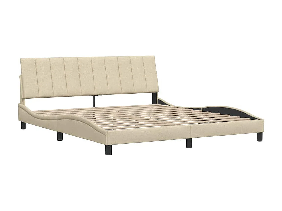 Cadre de lit sans matelas crème 180x200 cm tissu