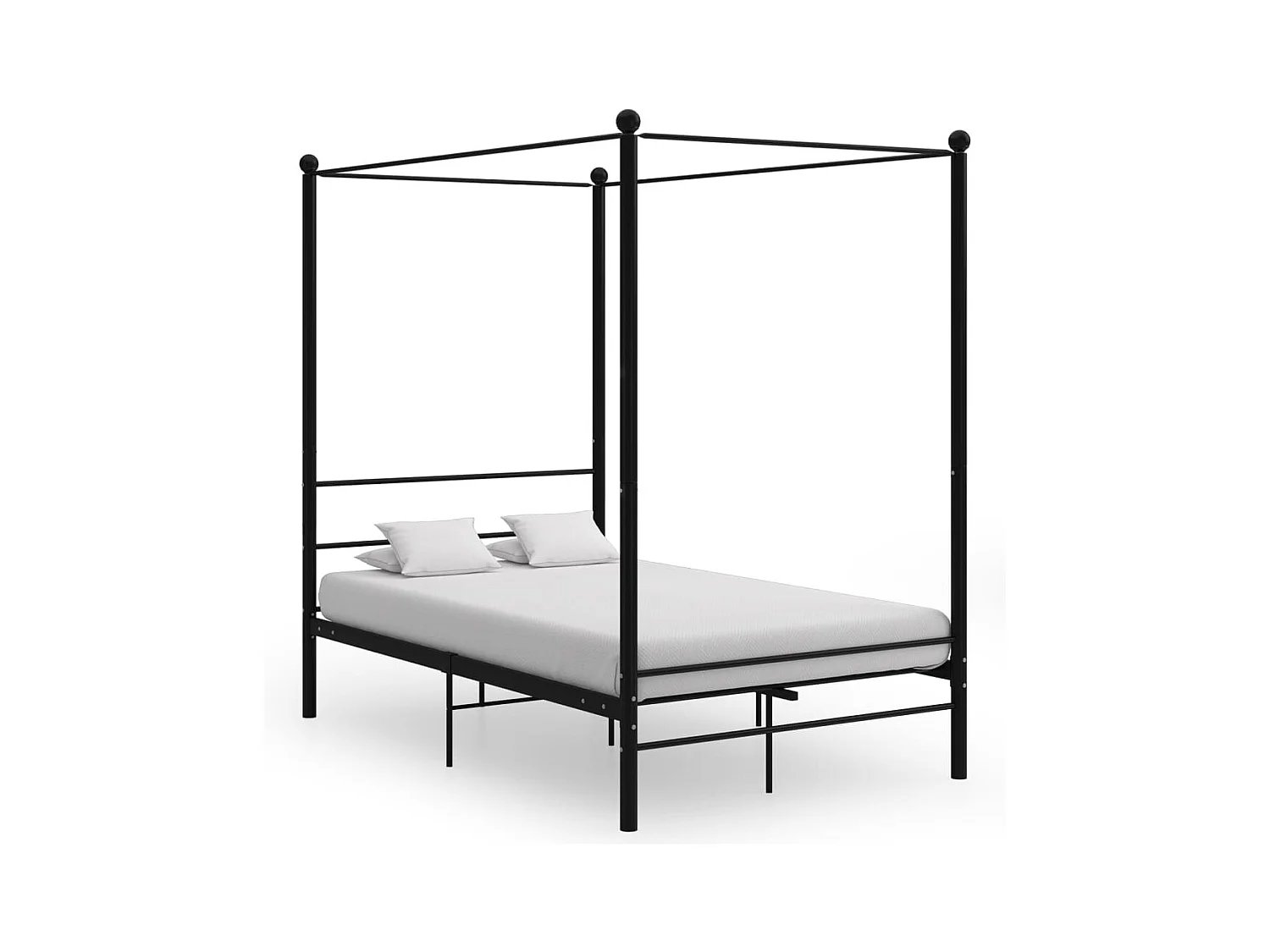 Struttura letto a baldacchino nera senza materasso 140x200 cm in metallo