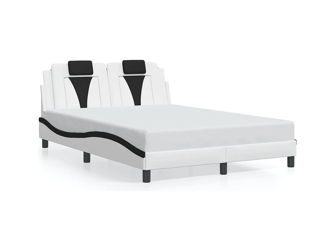 Cadre de lit sans matelas blanc et noir 140x200 cm similicuir