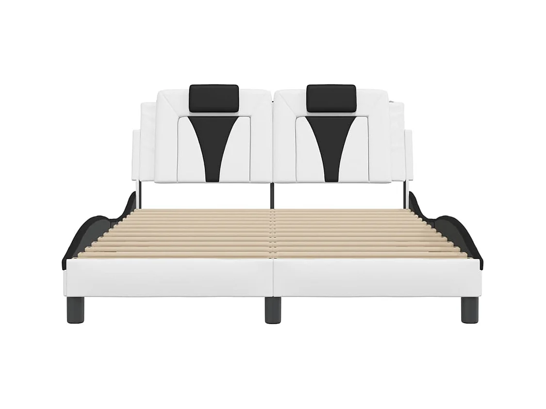 Cadre de lit sans matelas blanc et noir 140x200 cm similicuir
