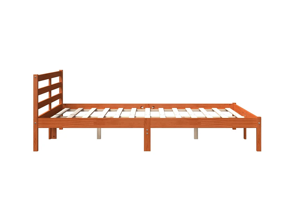 Struttura letto senza materasso, cera marrone, 200x200cm, legno massello di pino