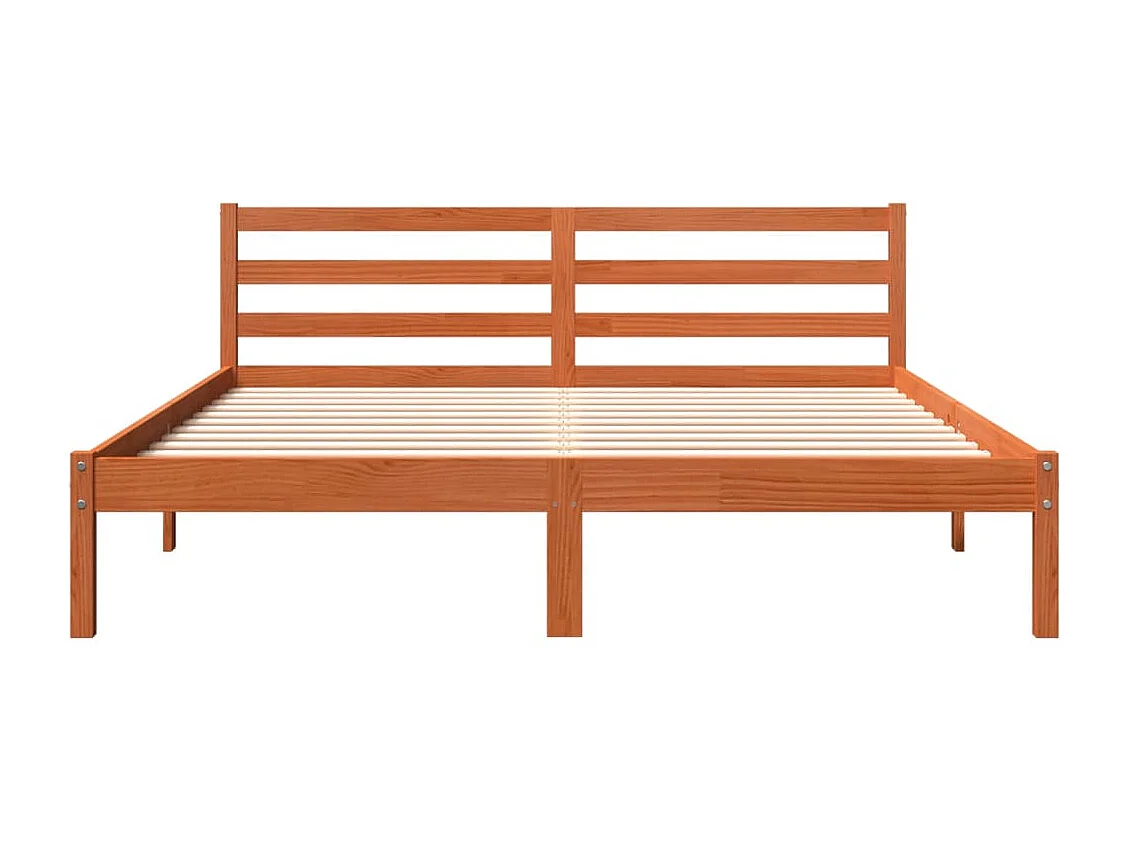 Struttura letto senza materasso, cera marrone, 200x200cm, legno massello di pino