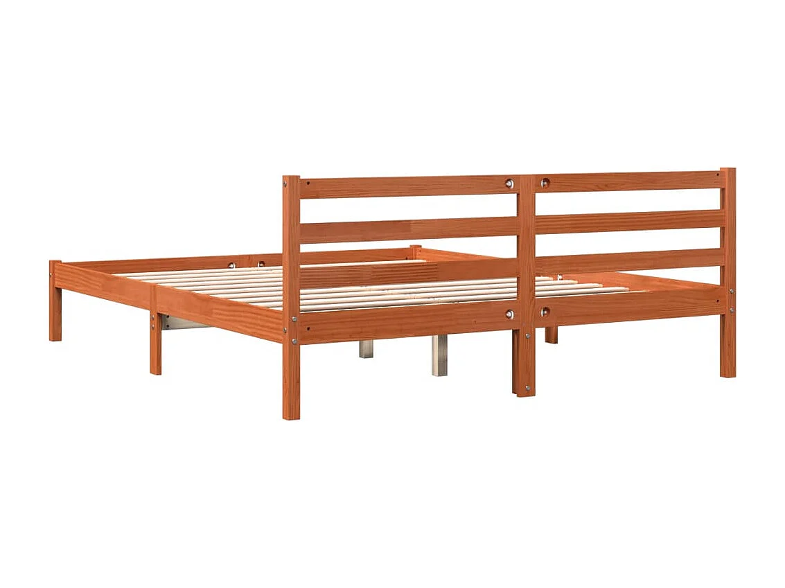 Struttura letto senza materasso, cera marrone, 200x200cm, legno massello di pino