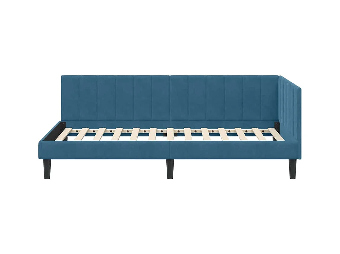 Cadre de lit d'angle avec tête de lit Bleu 90 x 200 cm Velours