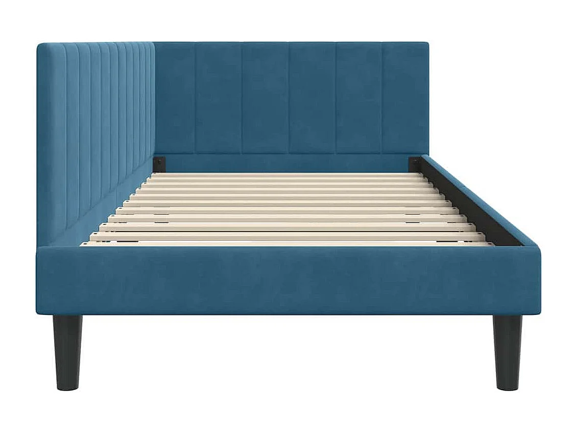 Estructura de cama esquinera con cabecero Azul 90 x 200 cm Terciopelo