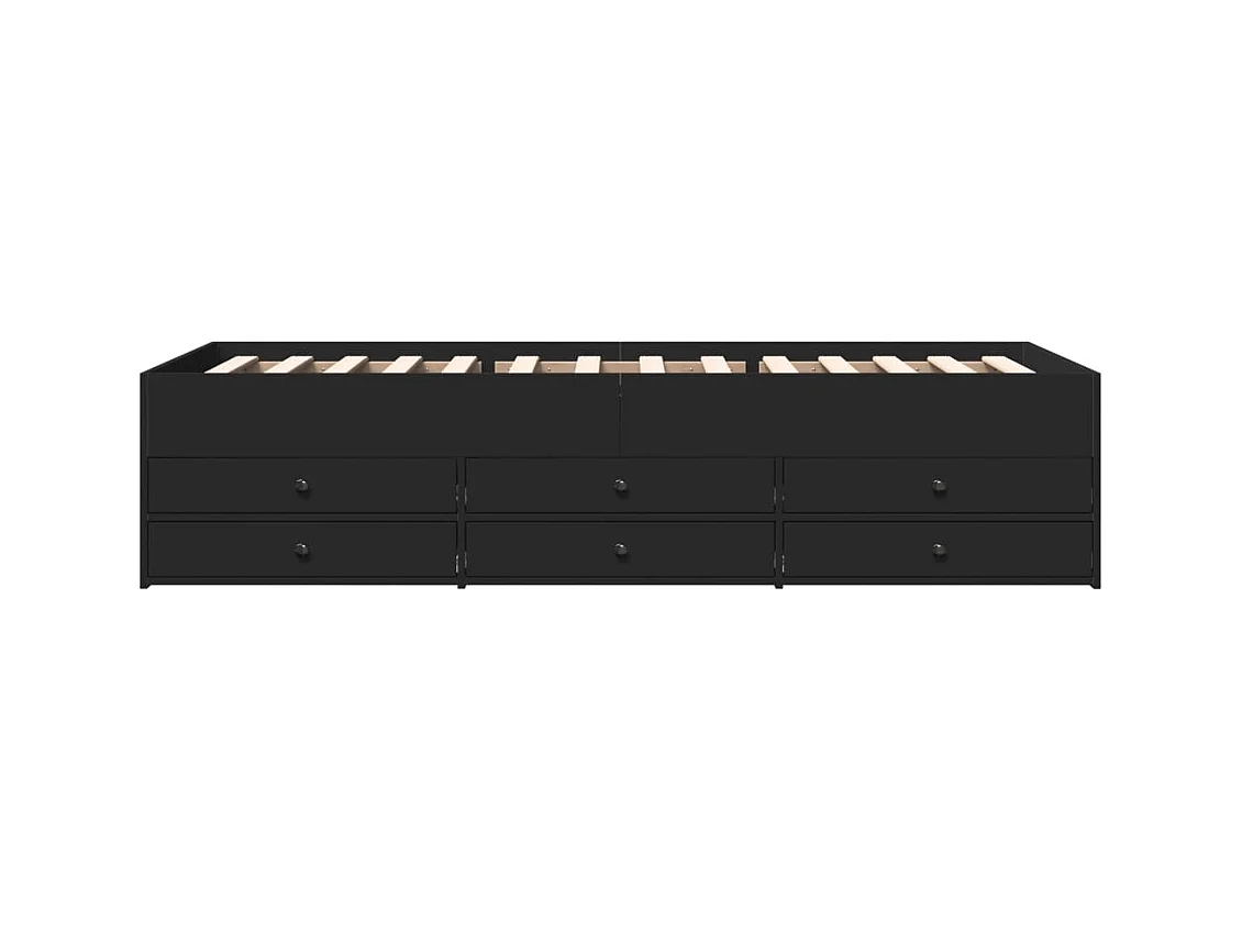 Dagbed met lades zonder matras zwart 75x190 cm