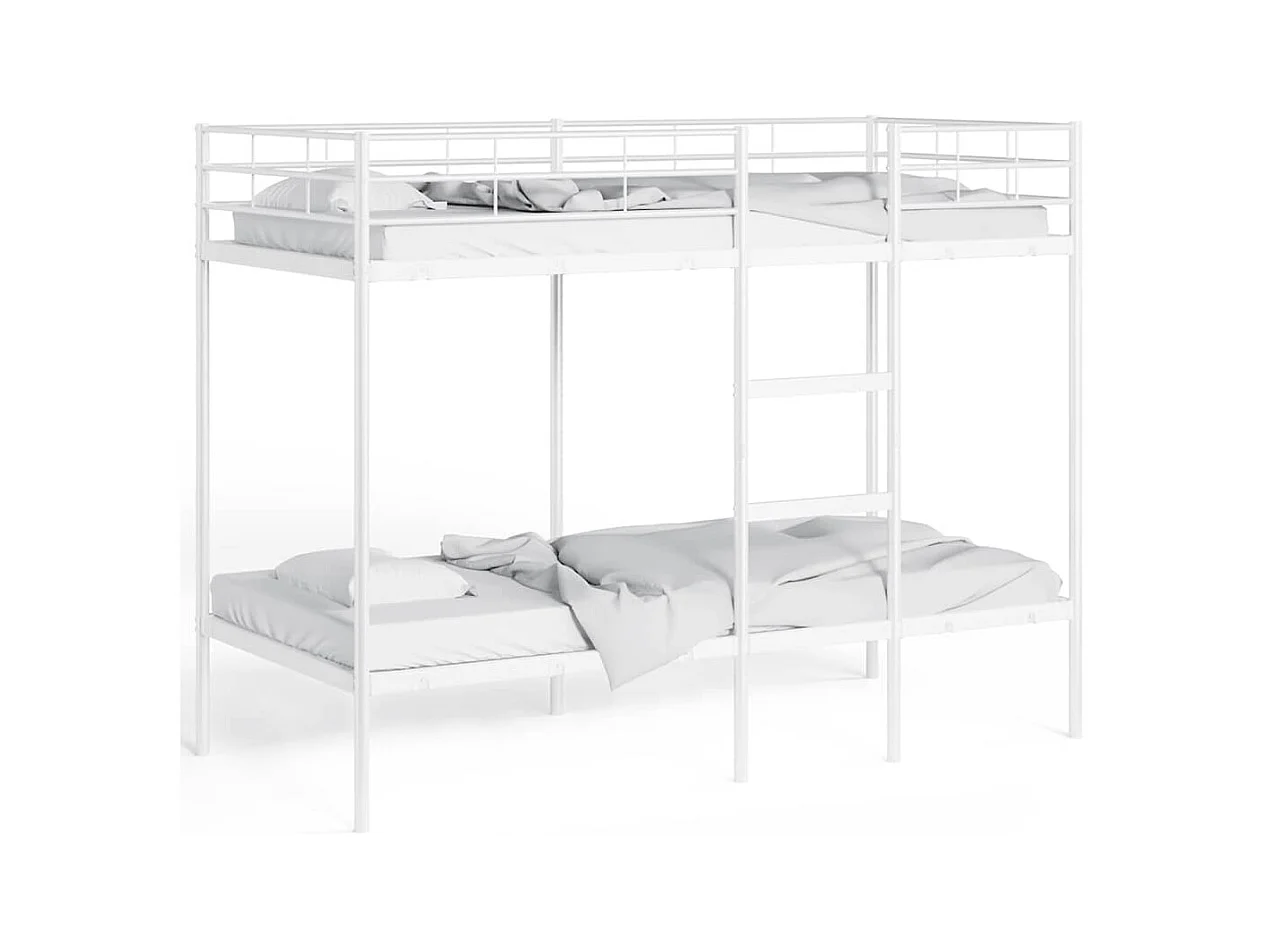 Letto a castello bianco senza materasso 100x190 cm in acciaio