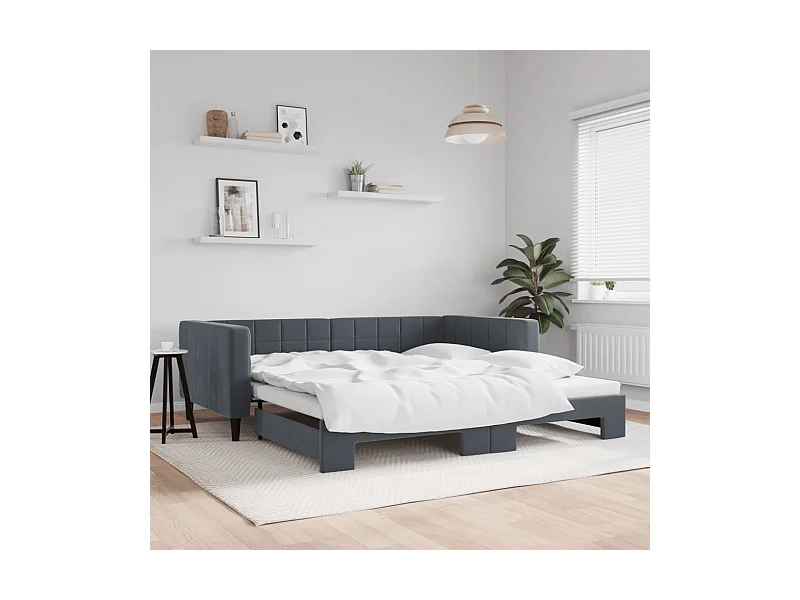 Divano letto con letto estraibile senza materasso grigio scuro 100x200 cm
