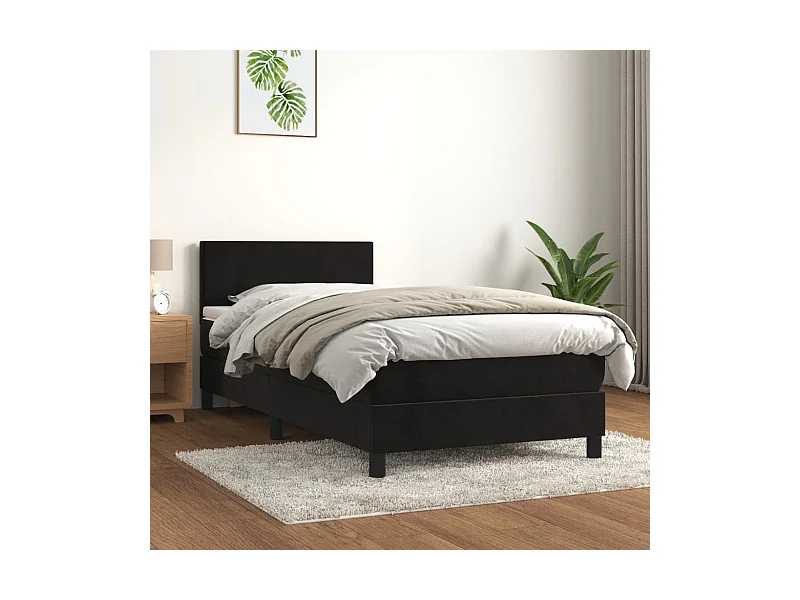 Rete a doghe con materasso Nero 90x190 cm Velluto