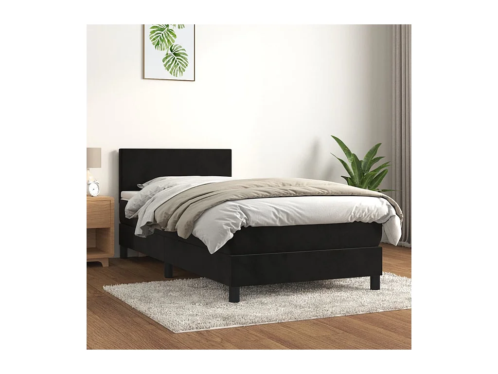Rete a doghe con materasso Nero 90x190 cm Velluto