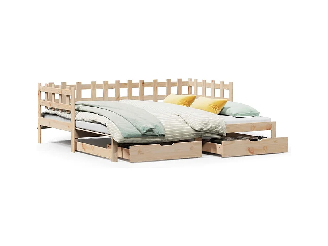 Dagbed met onderschuifbed en lades zonder matras 80x200 cm