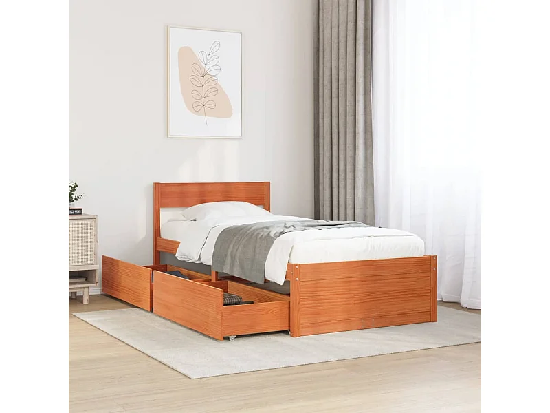 Bedframe zonder matras bruin gewaxt 90x190 cm massief grenenhout
