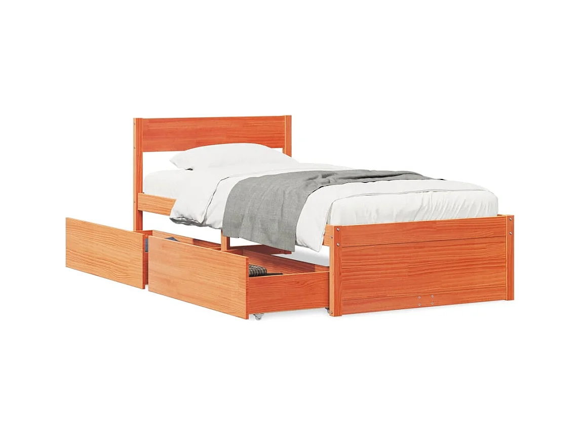 Bedframe zonder matras bruin gewaxt 90x190 cm massief grenenhout