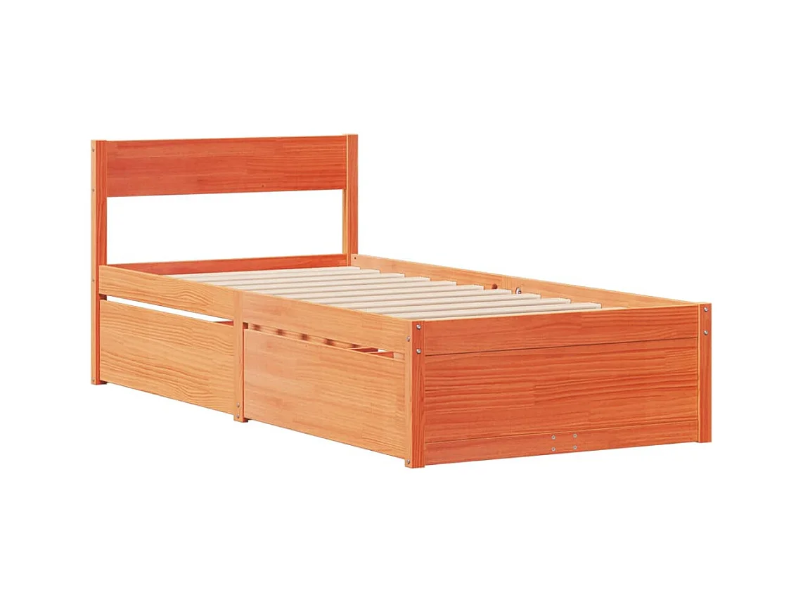 Bedframe zonder matras bruin gewaxt 90x190 cm massief grenenhout
