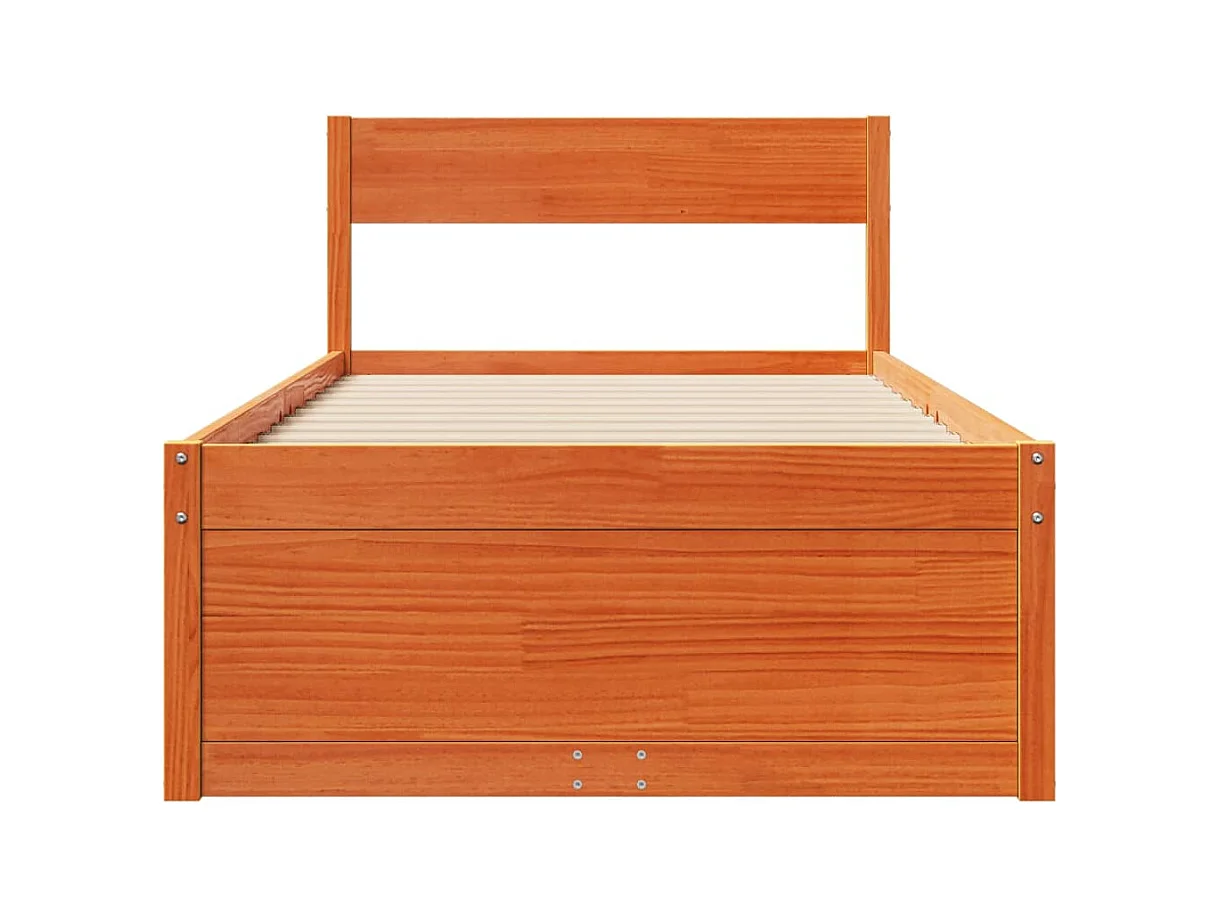 Bedframe zonder matras bruin gewaxt 90x190 cm massief grenenhout