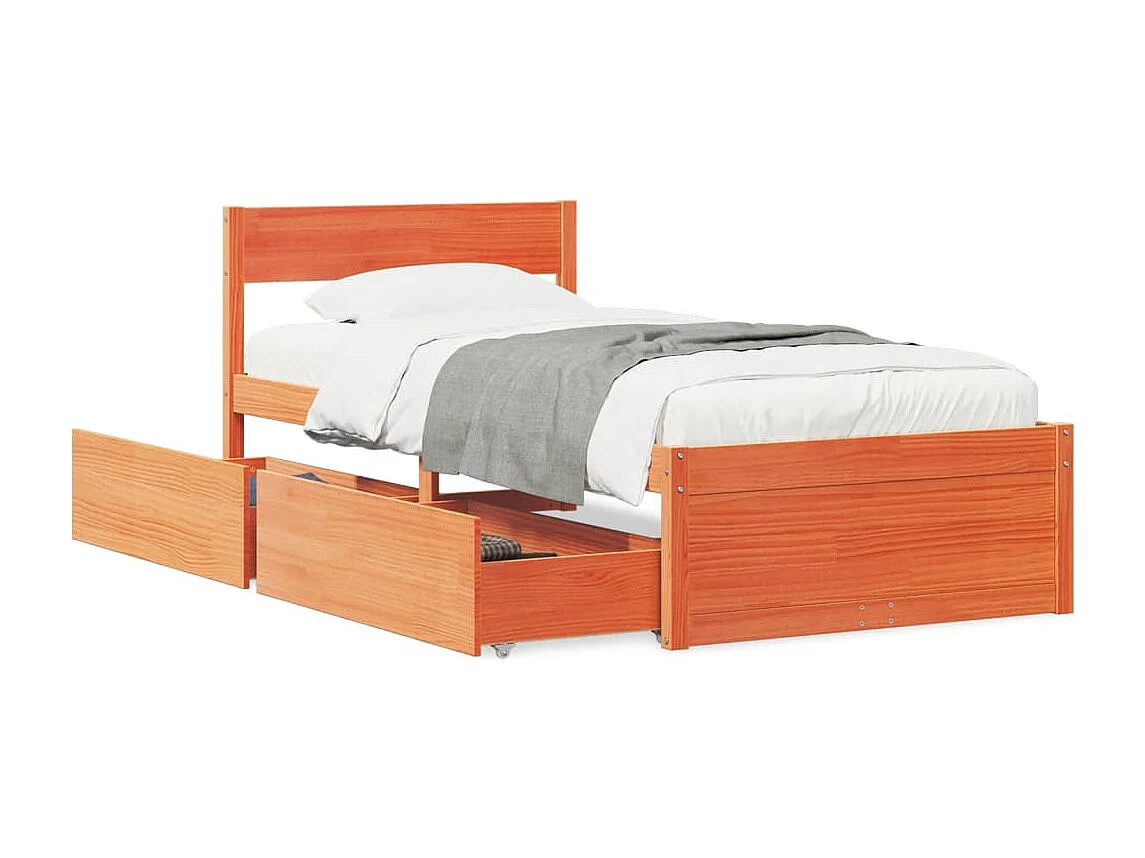 Cadre de lit sans matelas cire marron 90x190 cm bois pin massif