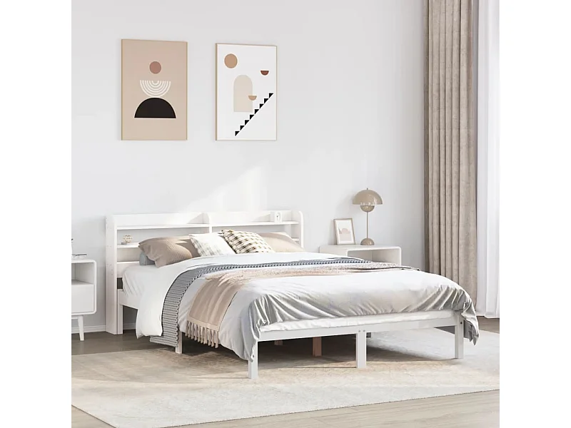 Struttura letto senza materasso bianco 140x200 cm in legno massello di pino