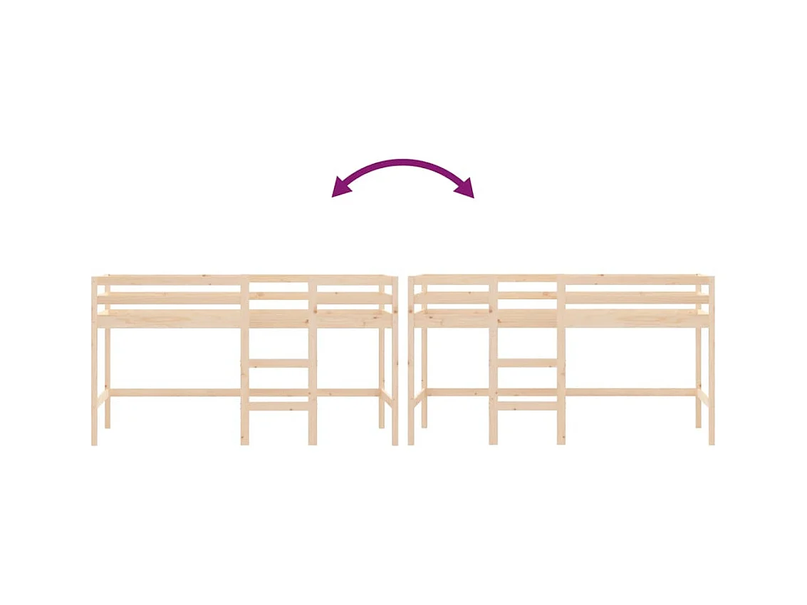 Lit mezzanine d'enfants sans matelas avec échelle 90x200 cm