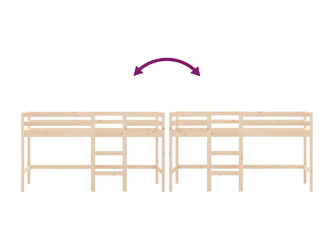 Lit mezzanine d'enfants sans matelas avec échelle 90x200 cm