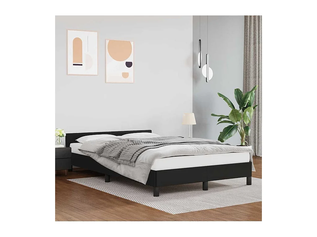 Struttura letto con testiera senza materasso nero 120x200 cm