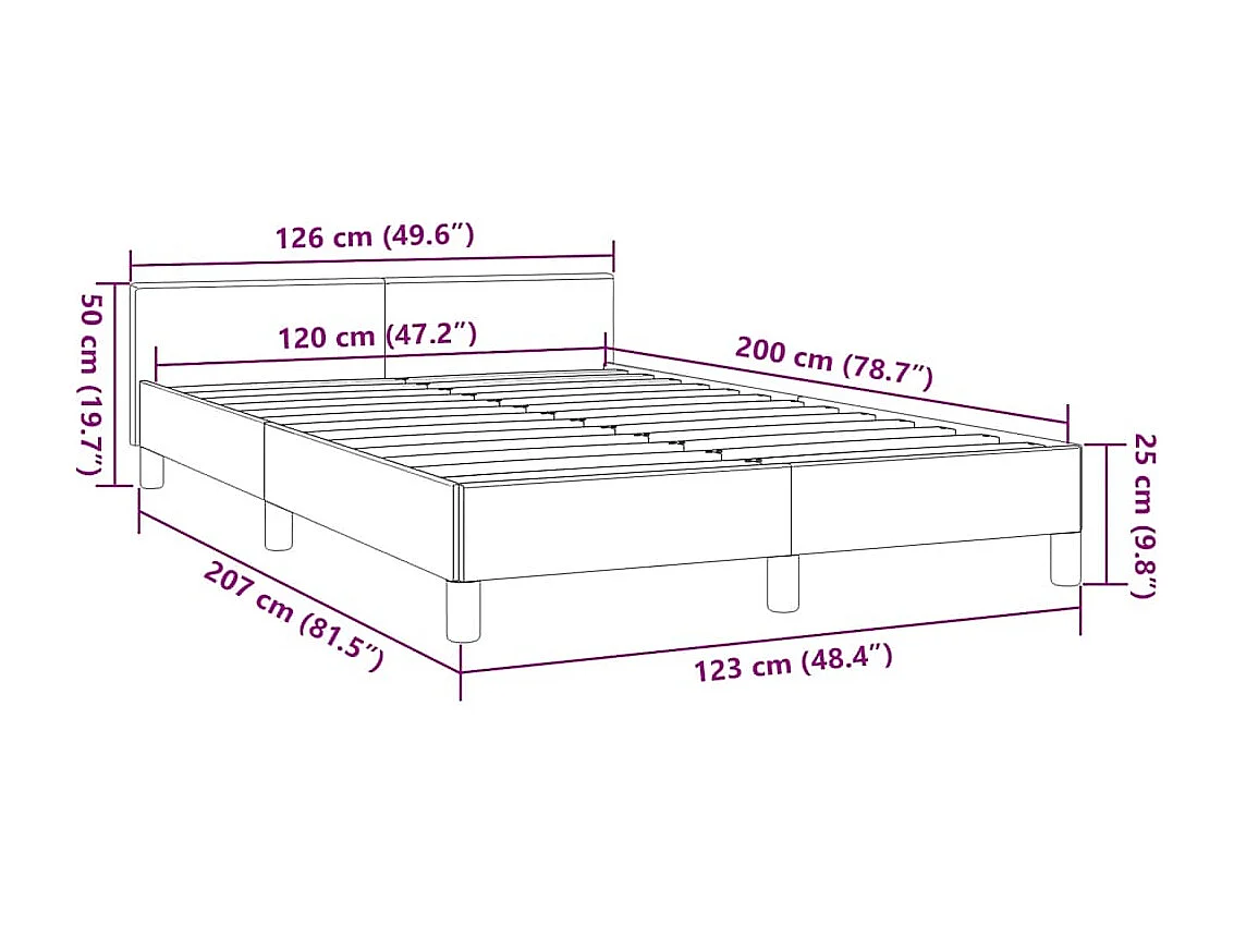Bettgestell mit Kopfteil ohne Matratze schwarz 120x200 cm