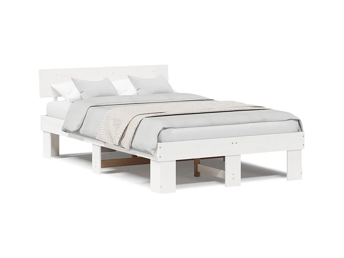 Struttura letto bianca 140 x 190 cm Legno massello di pino