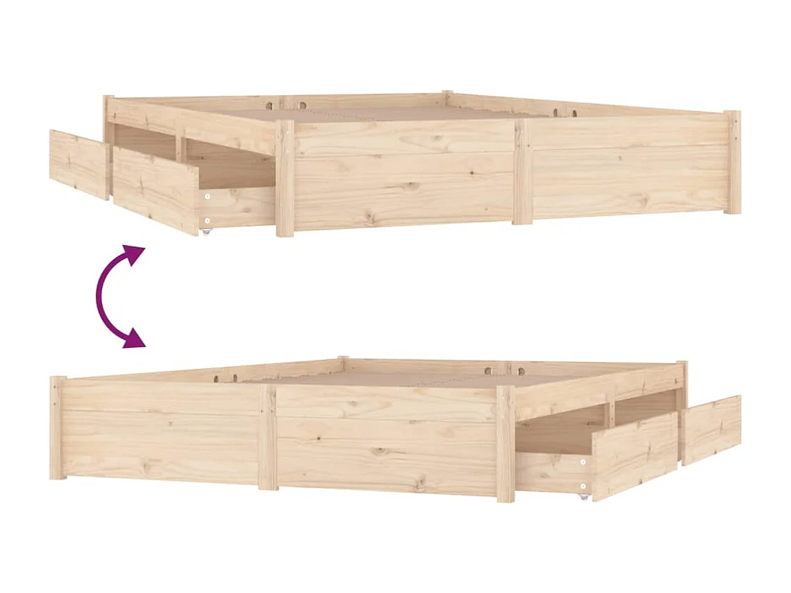 Cadre de lit sans matelas avec tiroirs 200x200 cm