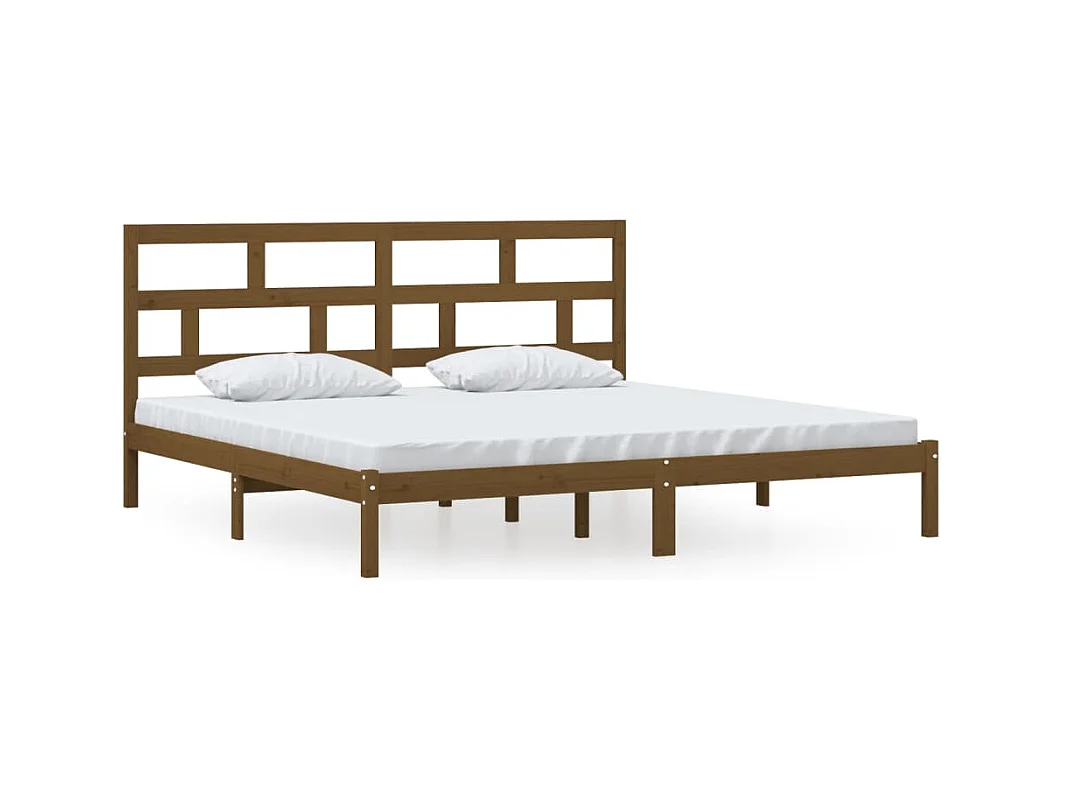 Struttura letto senza materasso Marrone miele Legno massello di pino 200x200cm