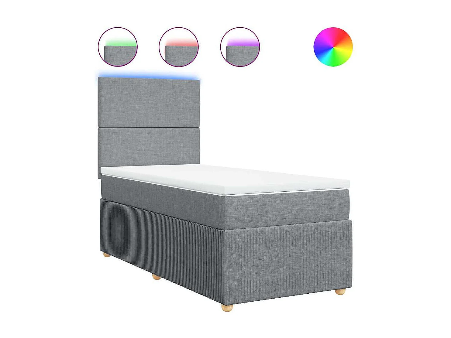 Sommier à lattes de lit avec matelas Gris clair 100x200cm Tissu