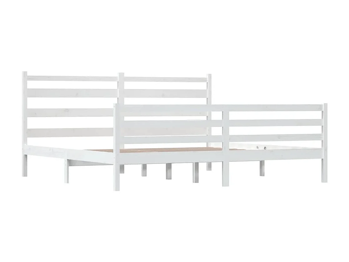 Cadre de lit sans matelas bois massif de pin 200x200 cm blanc
