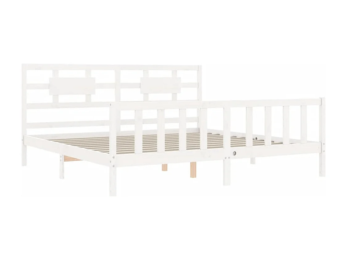 Cadre de lit sans matelas blanc 200x200 cm bois massif de pin