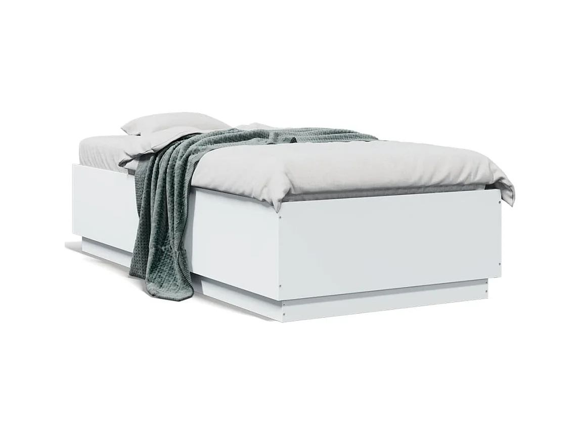 Estructura de cama con LED sin colchón blanco 90x190 cm