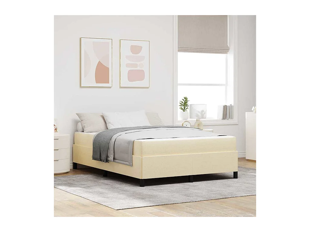 Creme und schwarzes Boxspringbett 140 x 200 cm