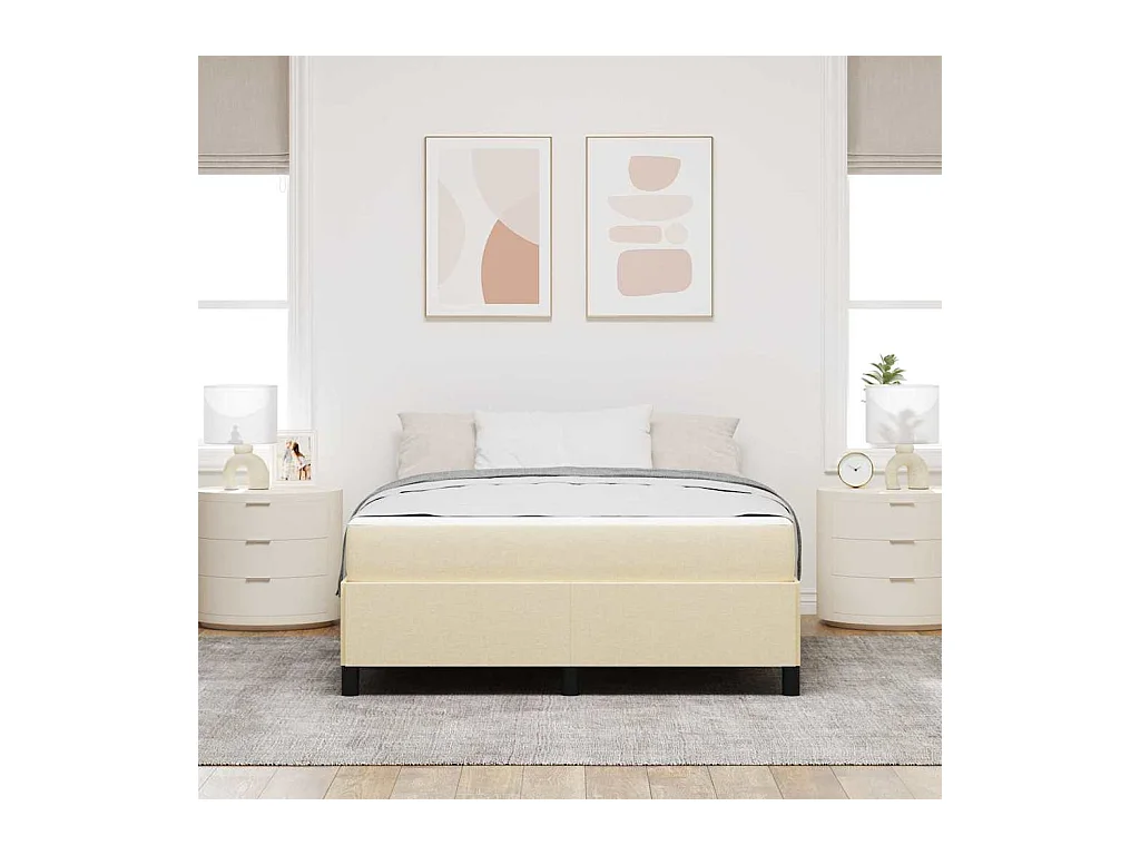 Creme und schwarzes Boxspringbett 140 x 200 cm