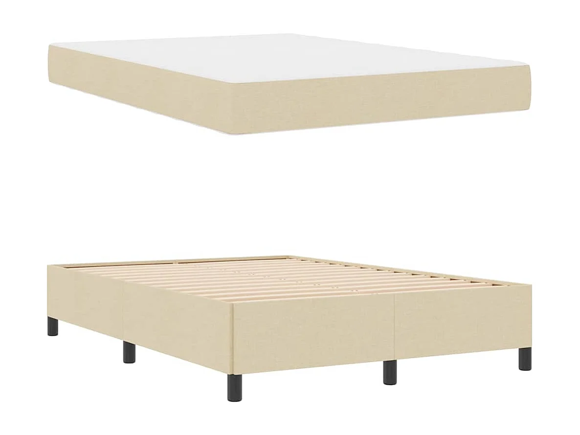 Creme und schwarzes Boxspringbett 140 x 200 cm