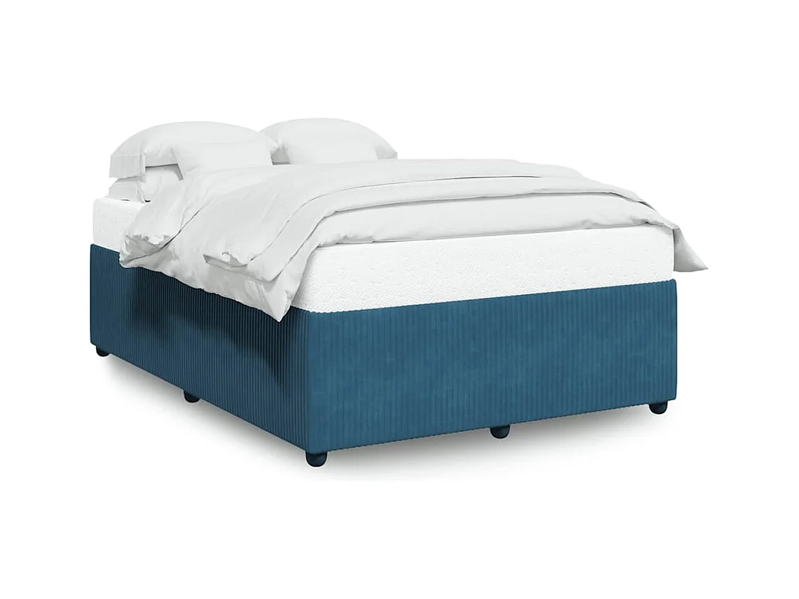 Cadre de lit sans matelas bleu 140x200 cm velours