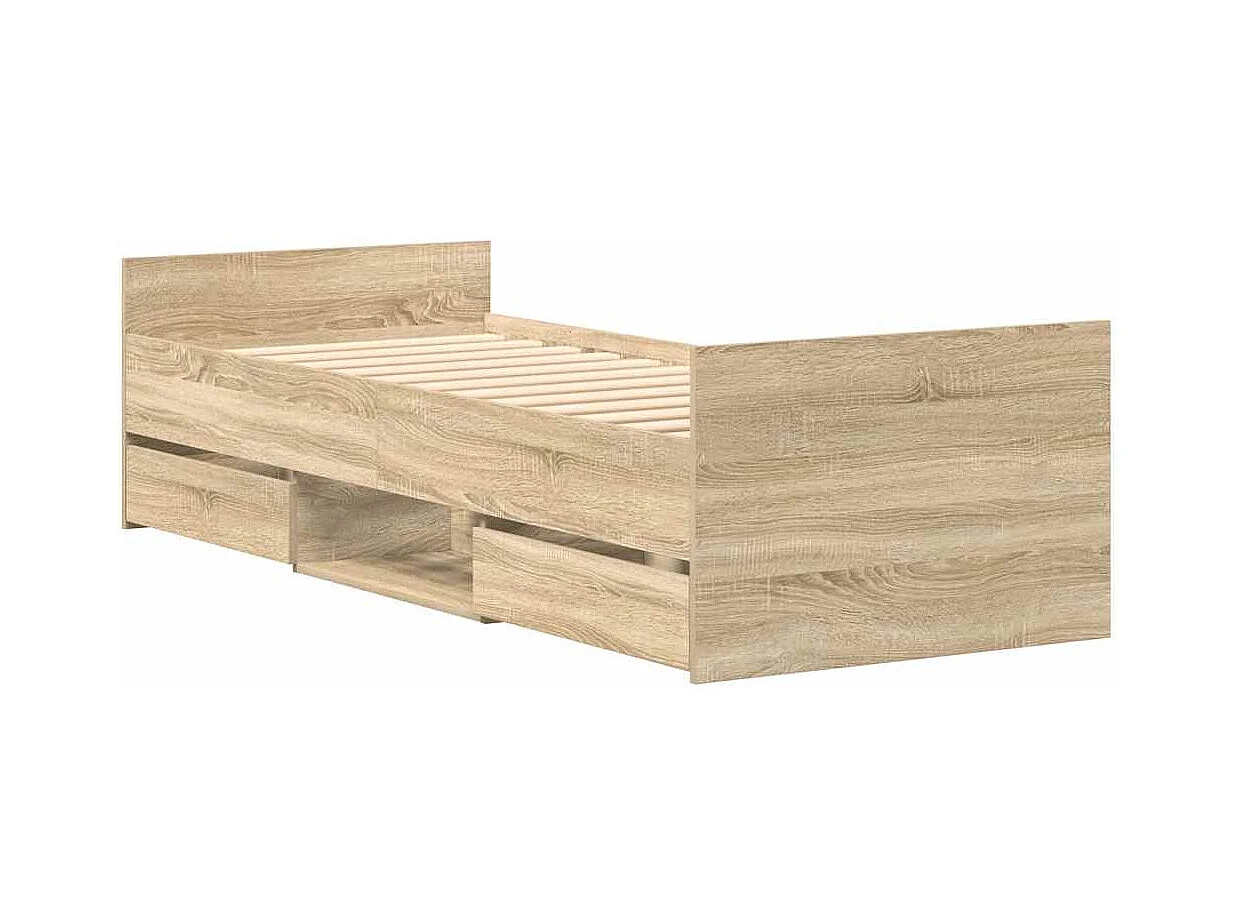 Cadre de lit sans matelas chêne sonoma 75x190 cm
