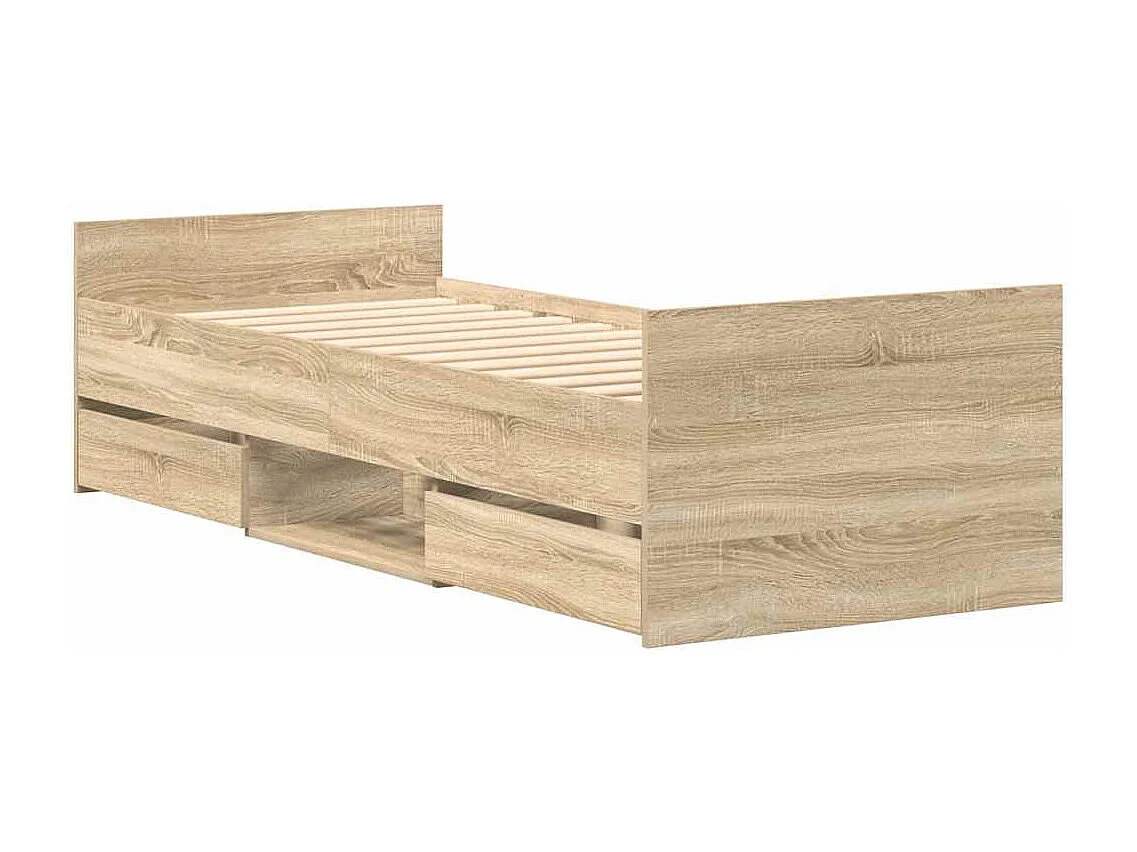 Cadre de lit sans matelas chêne sonoma 75x190 cm