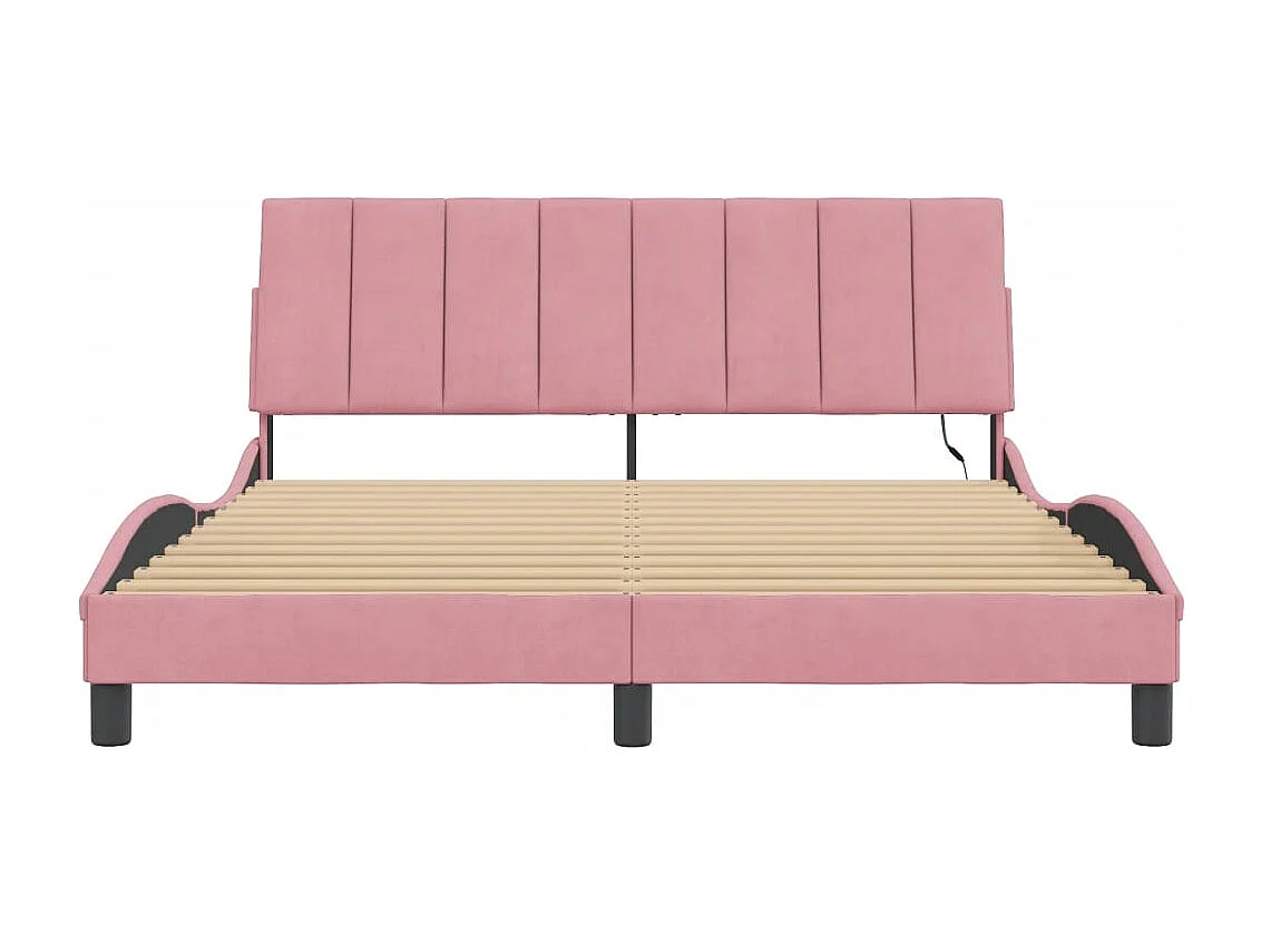 Cadre de lit avec LED sans matelas rose 160x200 cm velours
