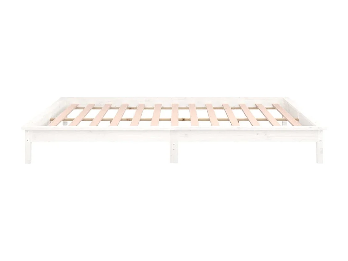 Estructura de cama LED sin colchón blanca 160x200 cm madera maciza