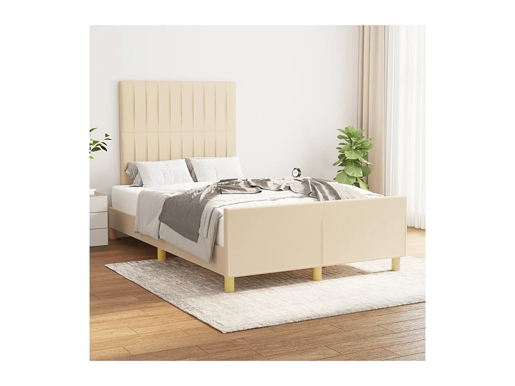 Estructura de cama sin colchón tela crema 120x190 cm