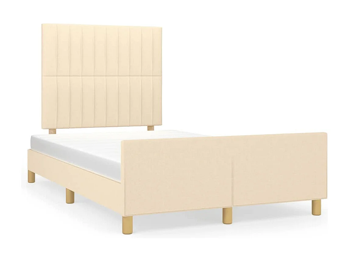 Cadre de lit sans matelas crème 120x190 cm tissu