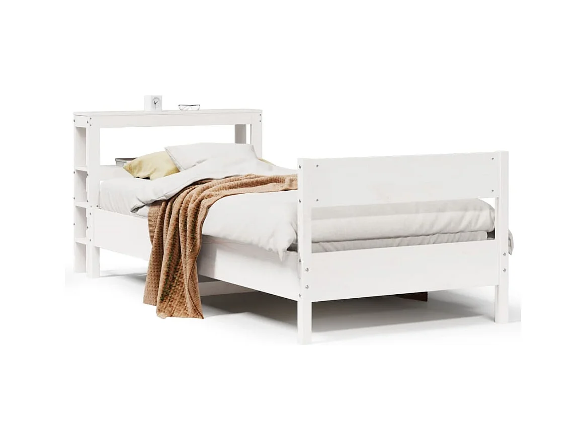 Struttura letto senza materasso bianco 90x190 cm in legno massello di pino