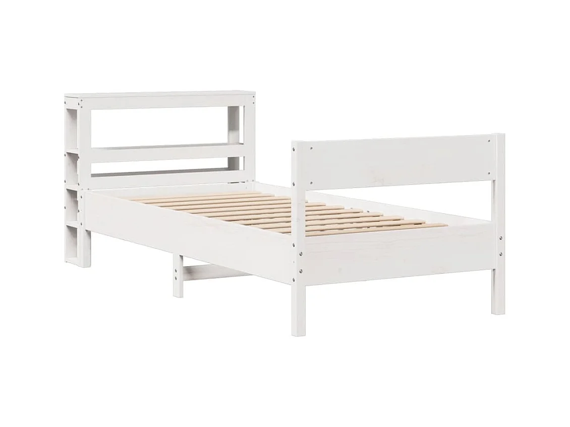 Struttura letto senza materasso bianco 90x190 cm in legno massello di pino