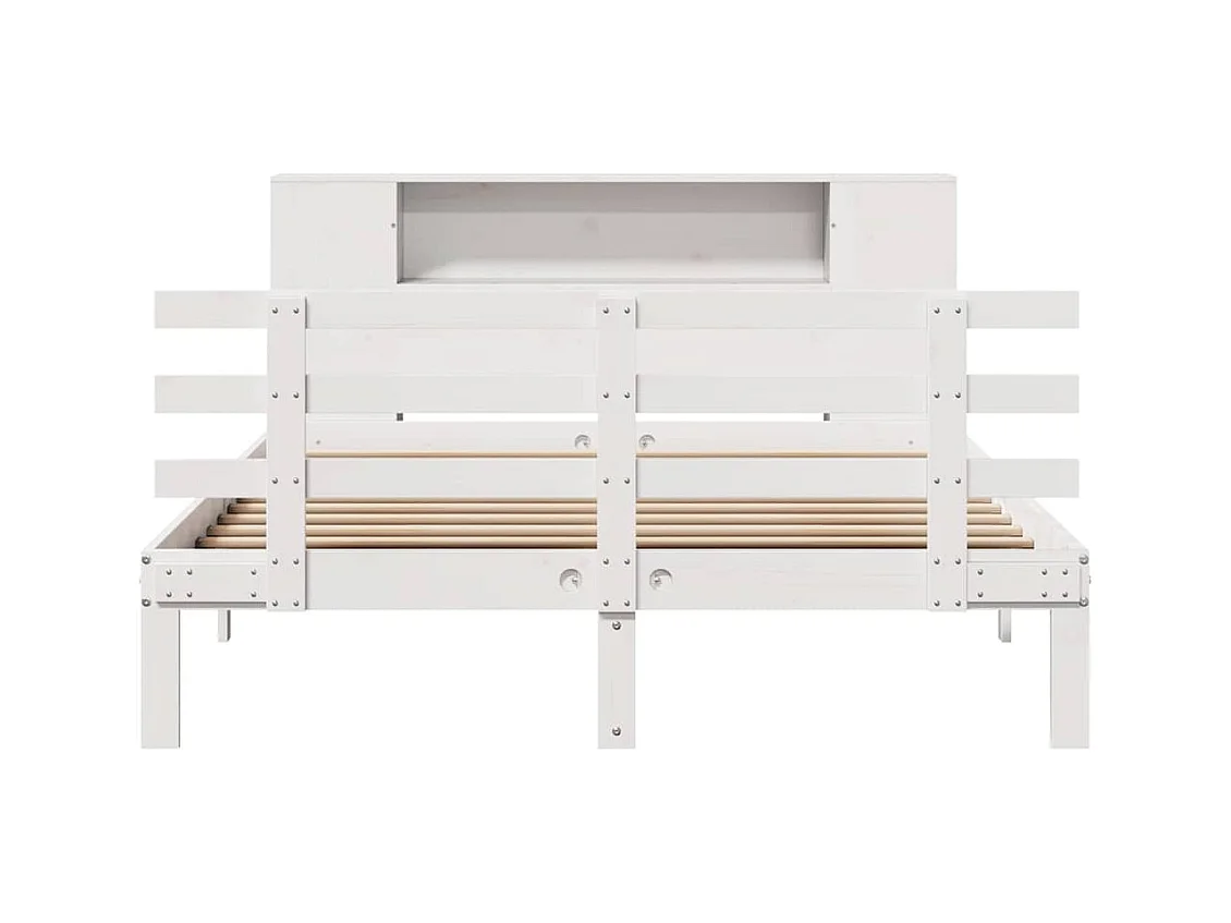 Wit boekenkastbed zonder matras 135x190 cm massief grenenhout